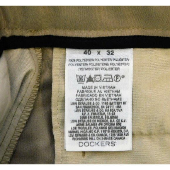 Dockers D3 Pants 40x32 Actual W42 Classic Fit Khaki Tan Flat Front Adj Waist - Picture 7 of 7